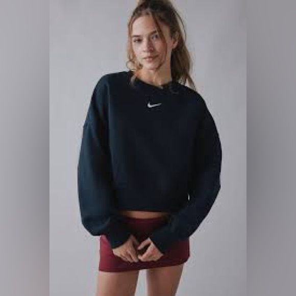 Nike Tops - Nike Women's Black Oversized Cropped Sweatshirt